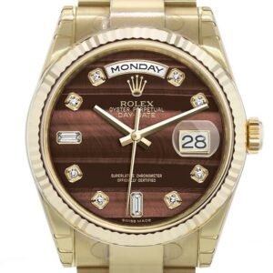 Rolex Day-Date 36 Bull's eye set with diamonds Dial Fluted Bezel Yellow Gold Watch 118238