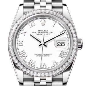 Rolex Datejust 36 White Roman Dial Diamond Bezel Jubilee Watch 126284RBR 126284RBR-0017