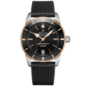 Superocean Heritage 42mm Two-Tone Black Dial Rubber Strap Watch