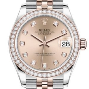 Rolex Datejust 31 Rosé Diamonds Dial Diamond Bezel Rose Gold Two Tone Jubilee Watch 278381RBR 278381