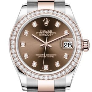 Rolex Datejust 31 Chocolate Diamonds Dial Diamond Bezel Rose Gold Two Tone Watch 278381RBR 278381