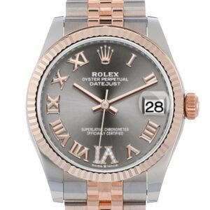 Rolex Datejust 31 Rhodium Large VI set with diamonds Dial Fluted Bezel 18K Everose Gold Two Tone Jubilee Watch 278271