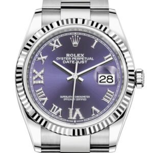 Rolex Datejust 36 Purple Roman VI and IX 24 Diamonds Dial Automatic Watch 126234