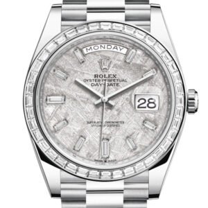 Rolex Day-Date 40 Meteorite Baguette Diamond Dial 40 Baguette Diamond Bezel Platinum President Automatic Men's Watch 228396TBR 228396