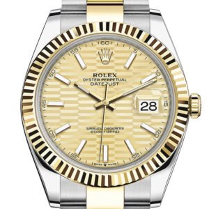 Rolex Datejust 41 Champagne Dial Fluted Bezel 18k Yellow Gold Oyster Men's Watch 126333 126333-0021