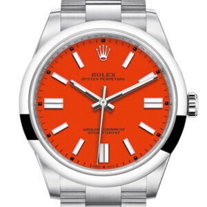 Rolex Oyster Perpetual 41 Coral Red Dial Oyster Bracelet Watch 124300