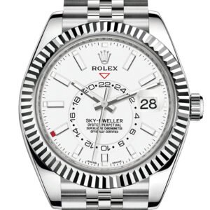Rolex Sky Dweller White Dial 18K White Gold Bezel Steel Jubilee Men's Watch 326934