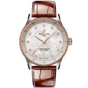 Navitimer 32mm Two-Tone Diamond Dial Ladies Strap Watch