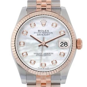 Rolex Datejust 31 Pearl Diamond Dial Fluted Bezel 18K Everose Gold Two Tone Jubilee Watch 278271