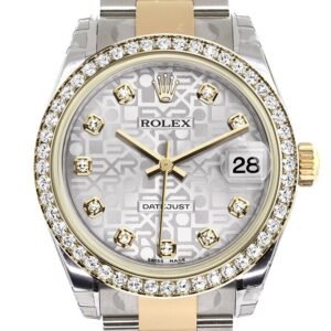 Rolex Datejust 31 Silver Jubilee design Diamond Dial Diamond Bezel Yellow Gold Two Tone Watch 178383