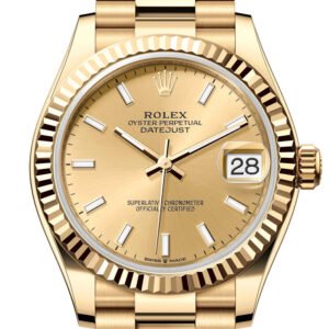 Rolex Datejust 31 Champagne Dial Fluted Bezel Yellow Gold Ladies Watch 278278 278278-0040