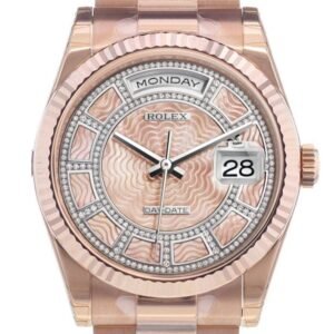 Rolex Day-Date 36 Carousel of pink mother-of-pearl Dial Fluted Bezel President Everose Gold Watch 118235