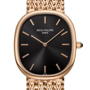 Patek Philippe Golden Ellipse Black Dial Rose Gold Watch 5738/1R