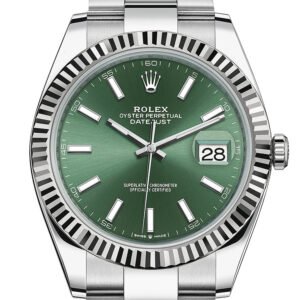 Rolex Datejust 41 Green Stick Dial White Gold Oyster Men's Watch 126334