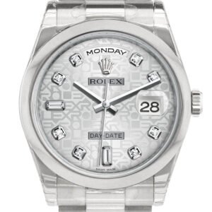 Rolex Day Date 36 Silver Jubilee Diamonds Dial President Men's Watch 118206