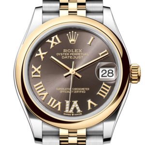 Rolex Datejust 31 Dark Grey Roman Diamond on 6 Dial Yellow Gold Steel Jubilee Ladies Watch 278243 278243-0018