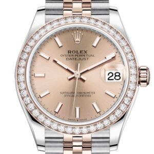 Rolex Datejust 31 Rosé Dial Diamond Bezel Rose Gold Two Tone Jubilee Watch 278381RBR 278381