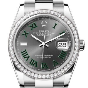 Rolex Datejust 36 Grey Green Diamond Dial Diamond Bezel Watch 126284RBR 126284RBR-0038