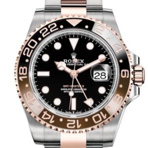 Rolex GMT Master II Black Dial 18kt Everose Gold Oyster Two Tone Bracelet Men's Watch 126711CHNR 126711