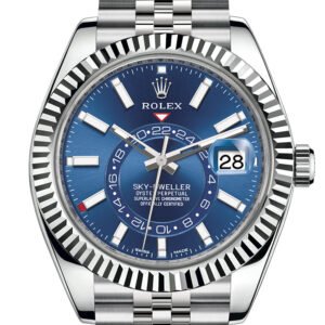 Rolex Sky Dweller Blue Dial 18K White Gold Bezel Steel Jubilee Men's Watch 326934
