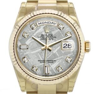 Rolex Day-Date 36 Meteorite set with diamonds Dial Fluted Bezel Yellow Gold Watch 118238