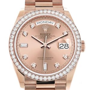 Rolex Day-Date 36 Rosé Colour Dial Diamond Bezel 18K Everose Gold President Watch 128345RBR