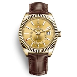 Best Replica Rolex Sky-Dweller Gold with Leather Strap