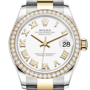 Rolex Datejust 31 White Roman Dial Diamond Bezel Yellow Gold Two Tone Watch 278383RBR 278383