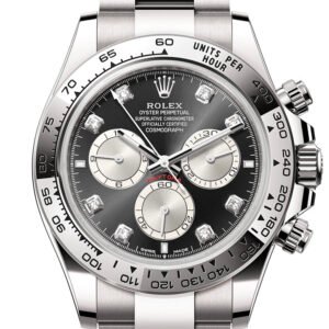 Rolex Daytona 40 Bright Black and Steel Diamond Dial Dial White Gold Mens Watch 126509