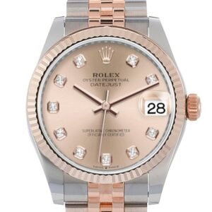 Rolex Datejust 31 Rose Diamond Dial Fluted Bezel 18K Everose Gold Two Tone Jubilee Watch 278271