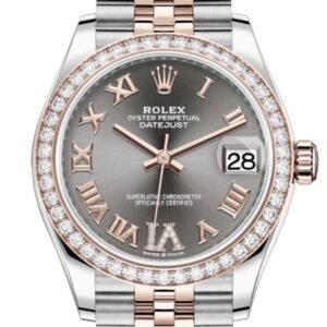 Rolex Datejust 31 Rhodium VI Diamonds Dial Diamond Bezel Rose Gold Two Tone Jubilee Watch 278381RBR 278381