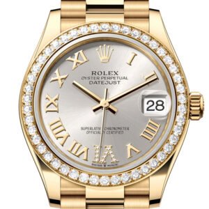 Rolex Datejust 31 Silver Roman Dial Diamond Bezel Yellow Gold Ladies Watch 278288RBR 278288RBR-0020
