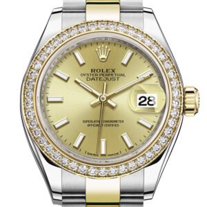 Rolex Datejust 28 Champagne Dial Diamond Bezel Yellow Gold Ladies Watch 279383RBR 279383