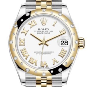 Rolex Datejust 31 White Roman Dial Diamond Bezel Jubilee Yellow Gold Two Tone Watch 278343RBR 278343 NP