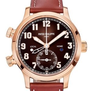 Patek Philippe Complications Calatrava Pilot Travel Time Brown Sunburst Dial Automatic Ladies Watch 7234R-001