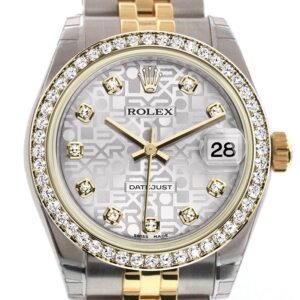 Rolex Datejust 31 Silver Jubilee design with Diamond Dial Diamond Bezel Jubilee Yellow Gold Two Tone Watch 178383
