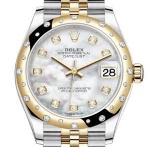 Rolex Datejust 31 White mother-of-pearl diamonds Dial Diamond Bezel Jubilee Yellow Gold Two Tone Watch 278341RBR 278343