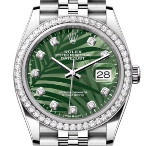 Rolex Datejust 36 Green Palm Motif Diamond Dial Diamond Bezel Jubilee Watch 126284RBR 126284RBR-0047