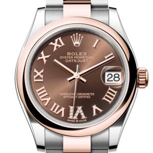 Rolex Datejust 31 Chocolate Roman Diamond Set on 6 Dial Rose Gold Steel Ladies Watch 278241 278241-0003