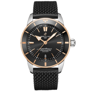 Superocean Heritage 44mm Two-Tone Black Dial Rubber Strap Watch