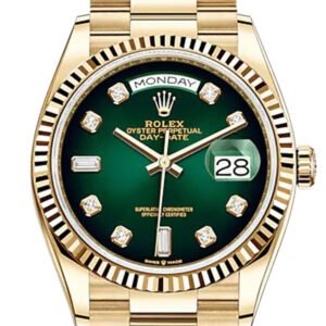 ROLEX Day-Date 36 Green Ombre Diamond Dial 18K Yellow Gold Watch 128238