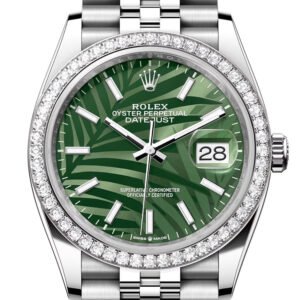 Rolex Datejust 36 Green Palm Motif Dial Diamond Bezel Jubilee Watch 126284RBR 126284RBR-0039