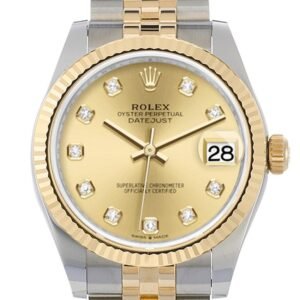Rolex Datejust 31 Champagne Diamond Dial Fluted Bezel 18K Yellow Gold Two Tone Jubilee Watch 278273 NP