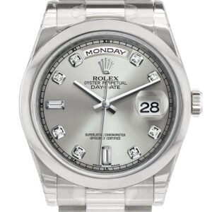 Rolex Day Date 36 Silver set with diamonds Dial President Men's Watch 118206