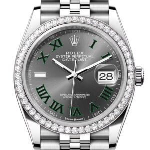 Rolex Datejust 36 Grey Green Roman Dial Diamond Bezel Jubilee Watch 126284RBR 126284RBR-0037