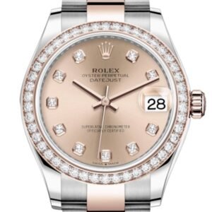 Rolex Datejust 31 Rosé Diamonds Dial Diamond Bezel Rose Gold Two Tone Watch 278381RBR 278381