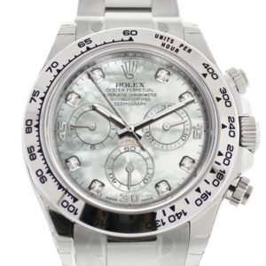 ROLEX Cosmograph Daytona Mother of Pearl Diamond Dial White Gold Oyster Men's Watch 116509