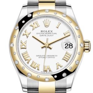 Rolex Datejust 31 White Roman Dial Diamond Bezel Yellow Gold Two Tone Watch 278343RBR 278343