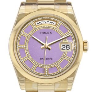 Rolex Day-Date 36 Carousel lavender jade Diamonds Dial President Yellow Gold Watch 118208