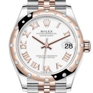 Rolex Datejust 31 White Roman Dial Diamond Bezel Jubilee Rose Gold Two Tone Watch 278341RBR 278341